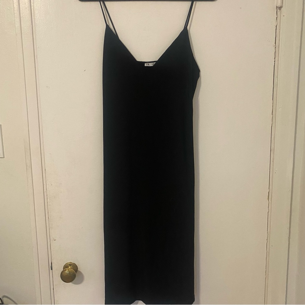 Elegant Black Midi Slip Dress